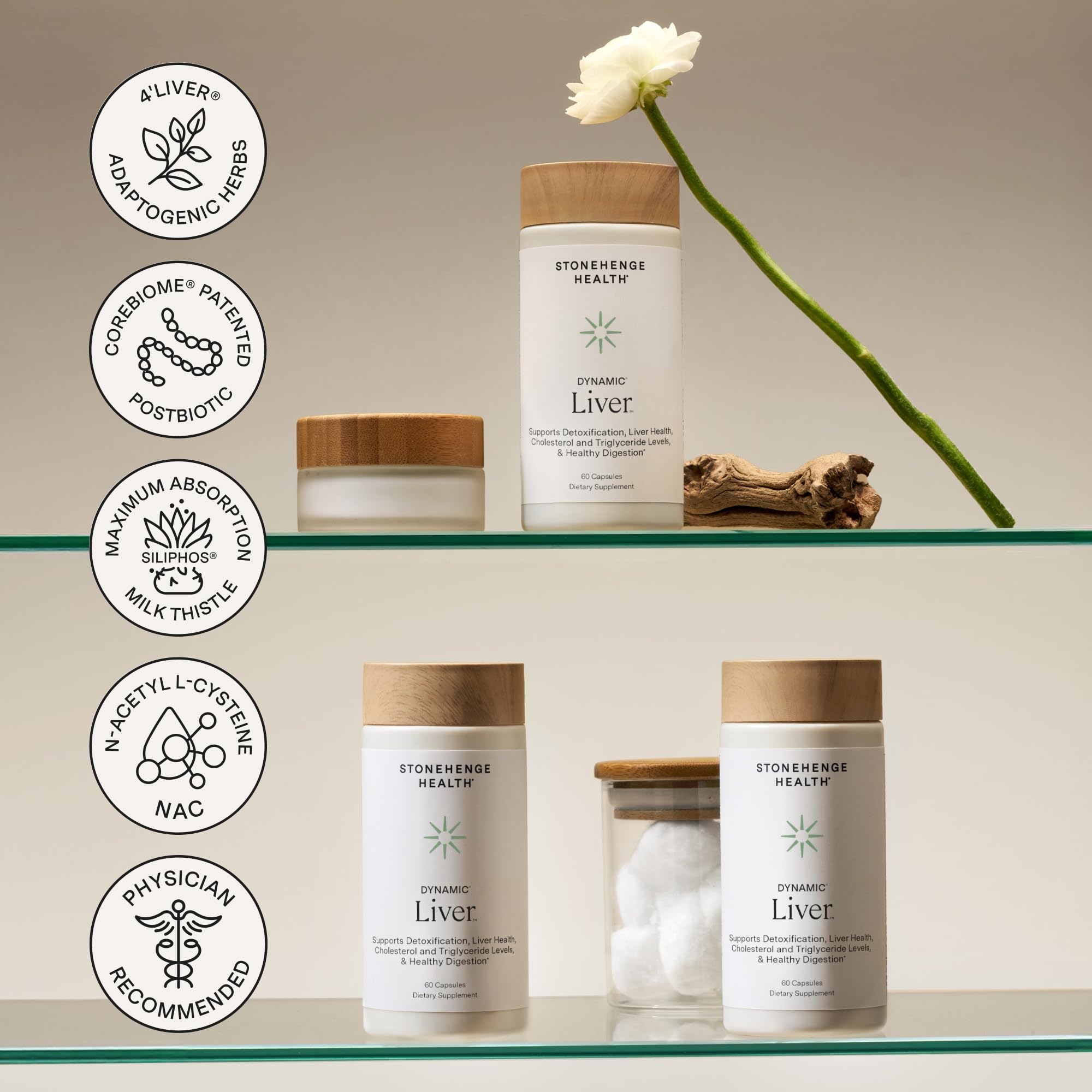 Stonehenge Health Dynamic Liver bottle displays USA manufacturing seal.