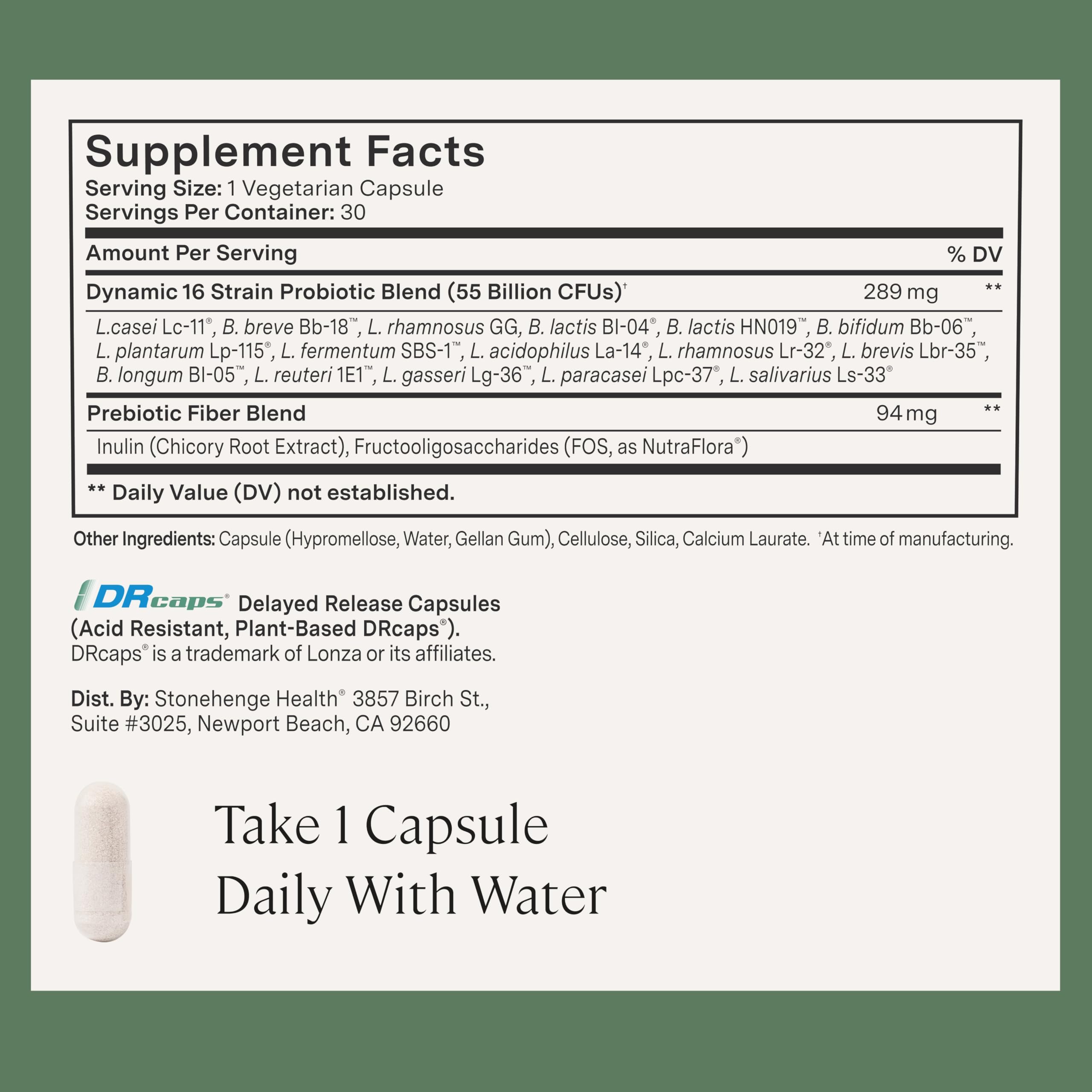 Stonehenge Health non-GMO gluten-free bottle emphasizes clean ingredients