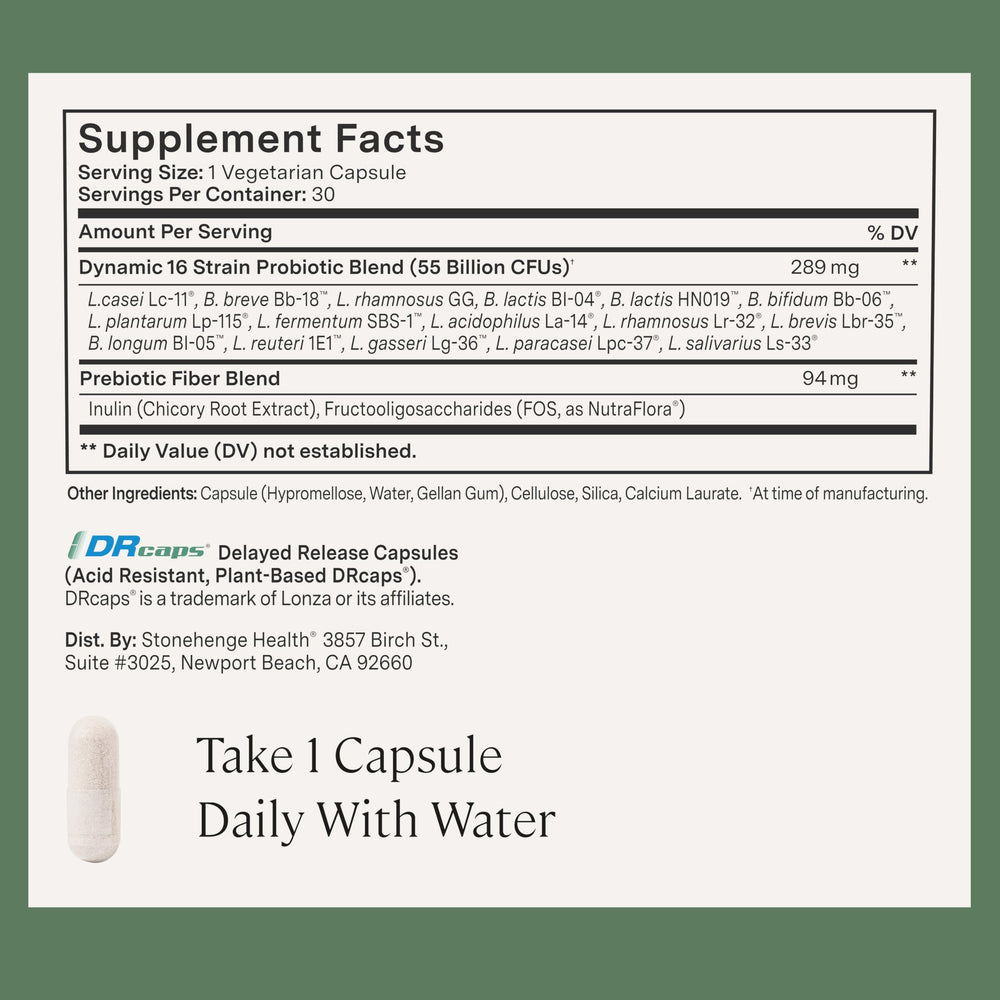 Stonehenge Health non-GMO gluten-free bottle emphasizes clean ingredients