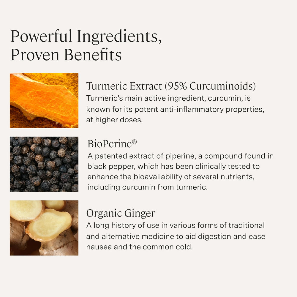 Stonehenge Health Organic turmeric ginger blend label highlighting premium ingredients.
