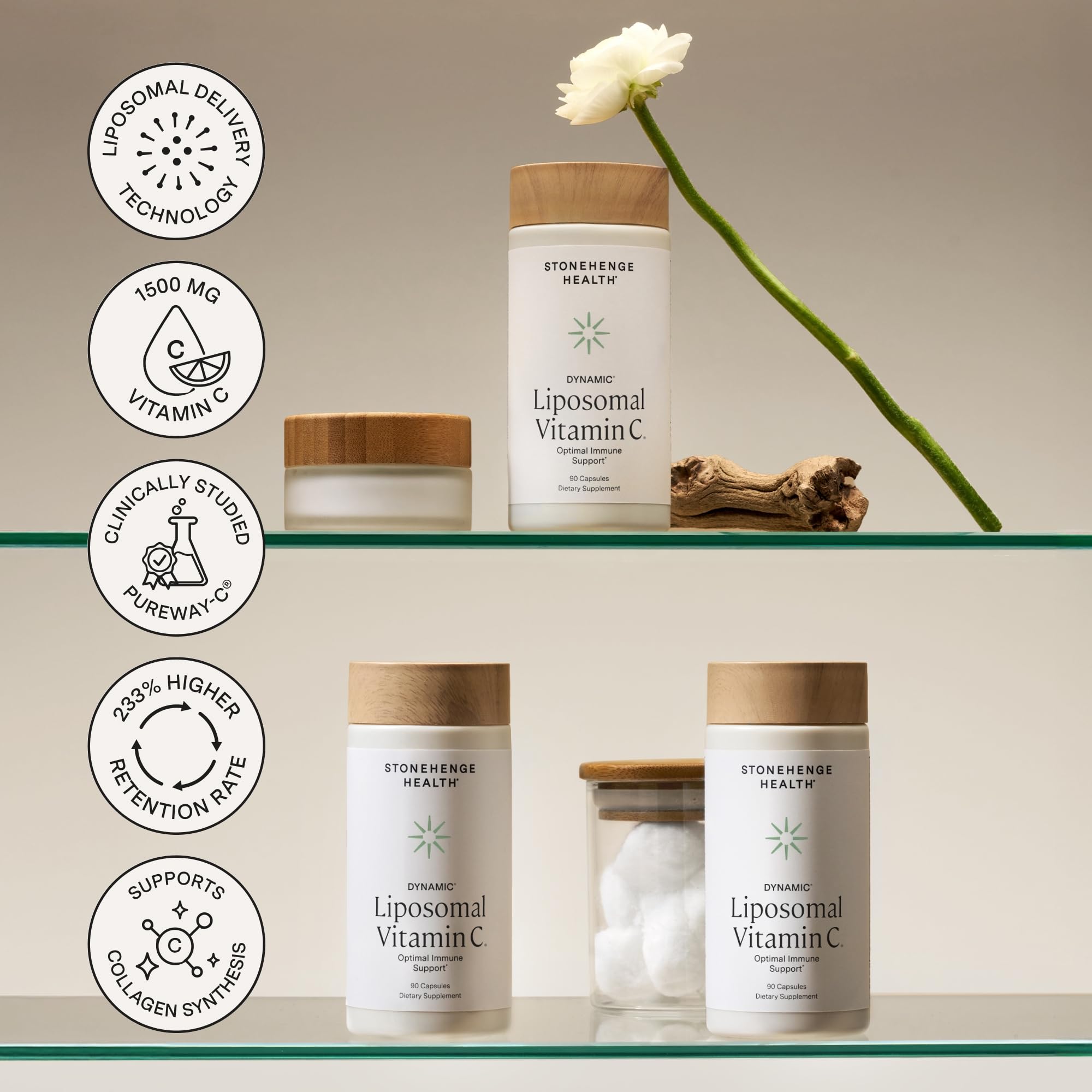 Stonehenge Health three capsules per serving instructions visible for convenience