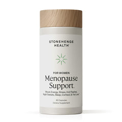 Stonehenge Health Womenopause bottle with capsules for daily menopausal support.