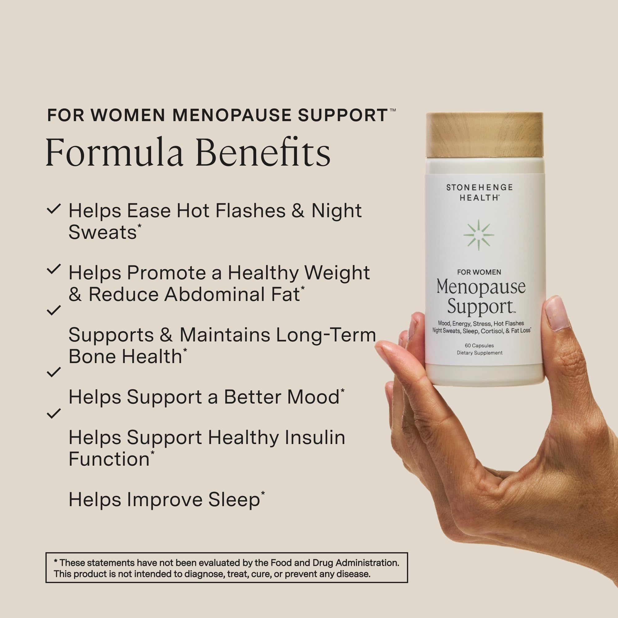 Stonehenge Health Womenopause capsules ready for daily use.