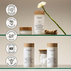 Packaging box of Stonehenge Health Womenopause on a countertop.