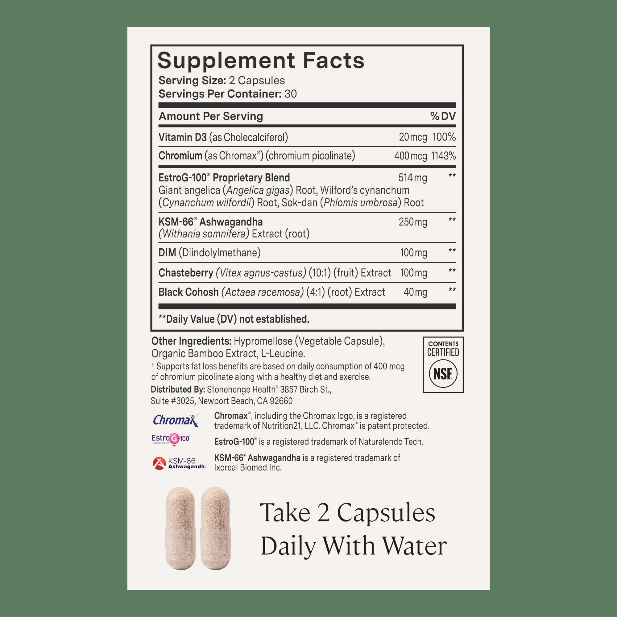 Bottle label noting Vitamin D3 for bone and immune support.