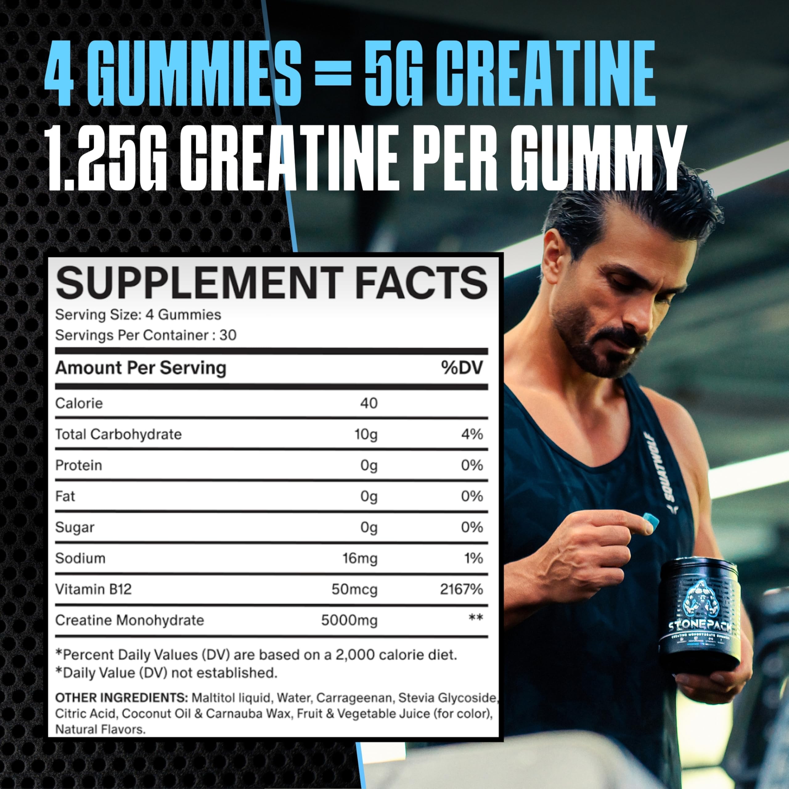 Stonepack Creatine Gummies lab-verified badge reassures purity and potency in each batch.