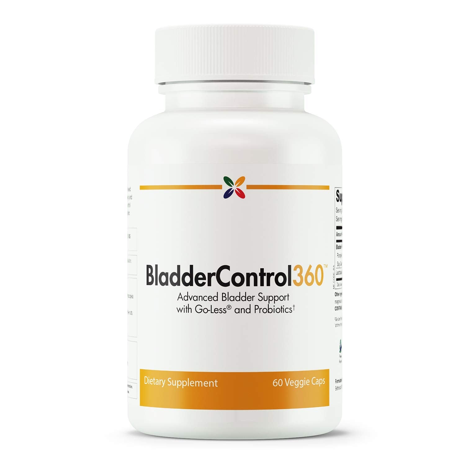 Stop Aging Now BladderControl360 bottle shown for daily urinary health support.
