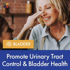 Stop Aging Now BladderControl360 Lactobacillus rhamnosus imagery conveying probiotic balance.