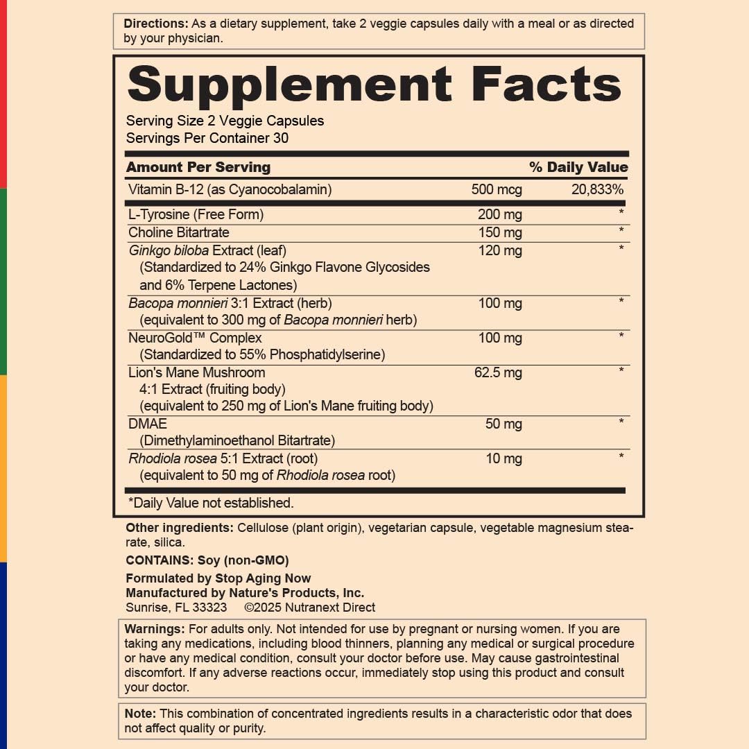 Label closeup shows NeuroGold PS content referenced in the formula.