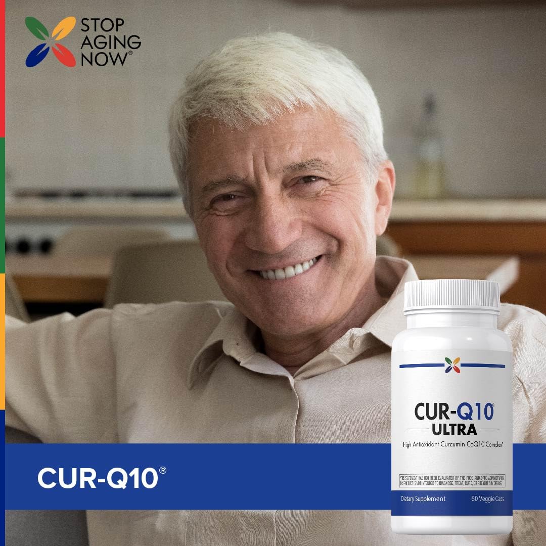 Lifestyle shot featuring Stop Aging Now CoQ10 200mg in daily routine