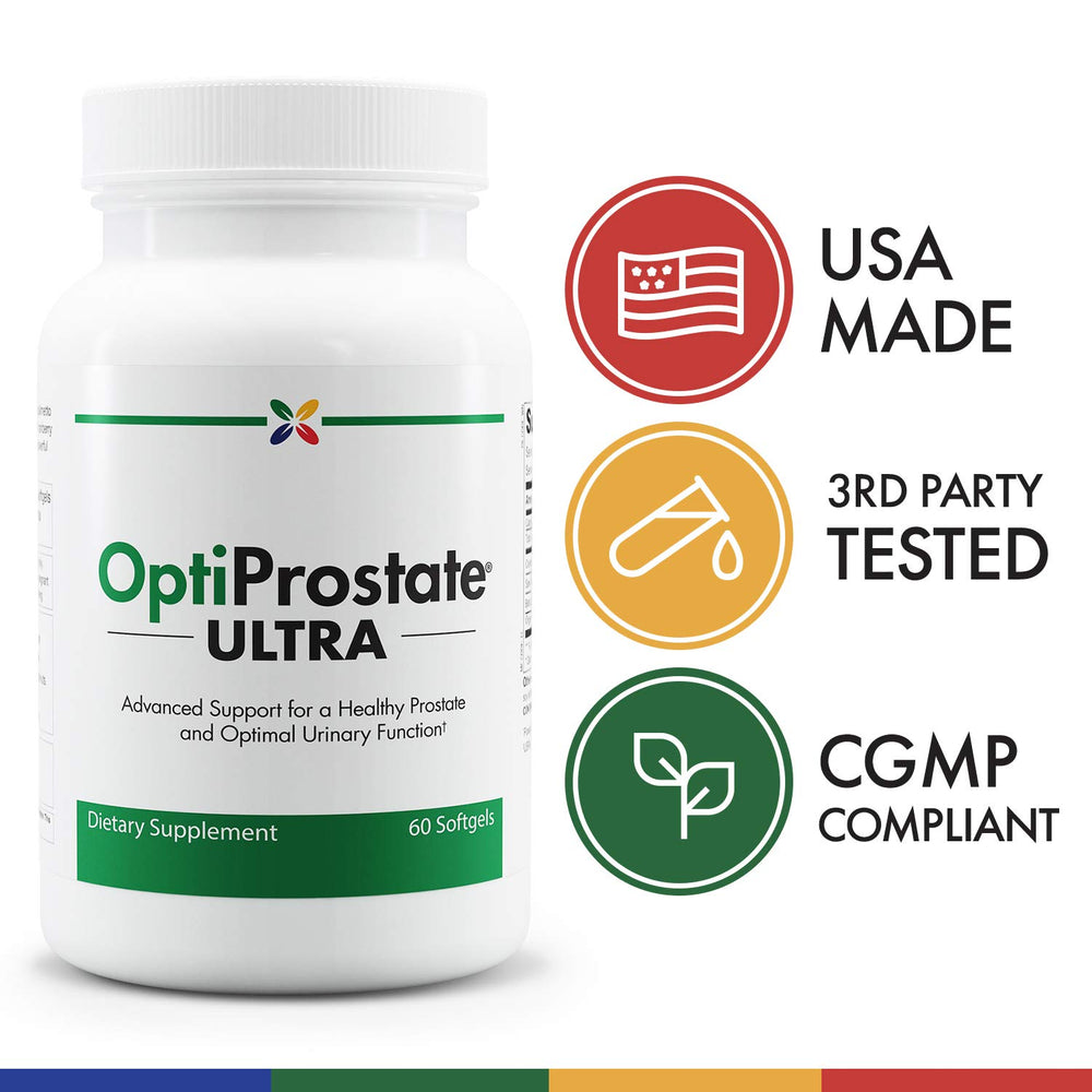 Stop Aging Now OptiProstate Ultra capsules, convenient daily supplement.