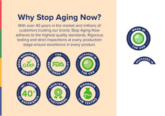 Stop Aging Now packaging box with label for easy shopping.