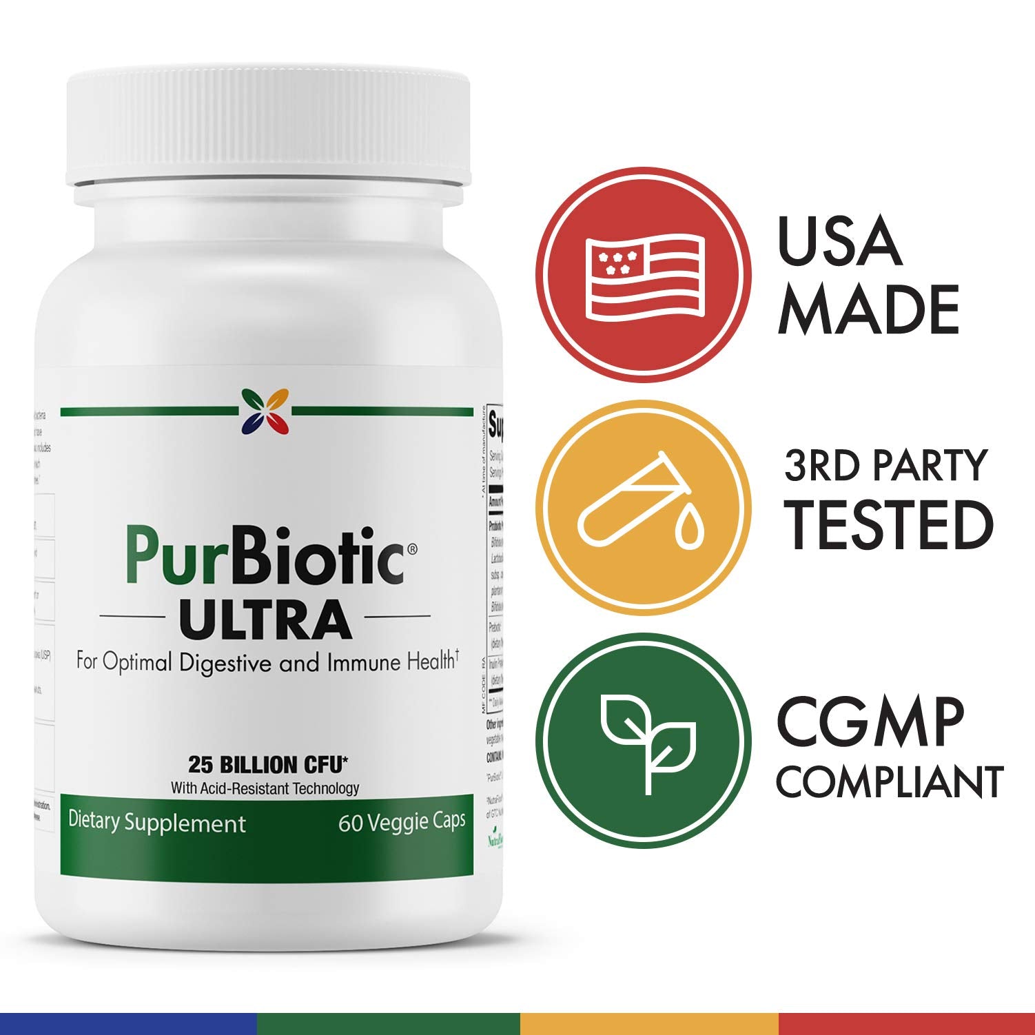 Stop Aging Now PurBiot Ultra 25B CFU bottle pour demonstrates easy daily use.
