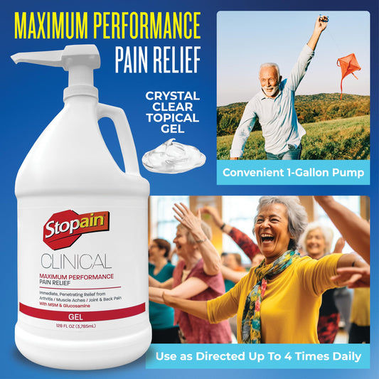 Stopain gel being applied to skin for quick pain relief during activity