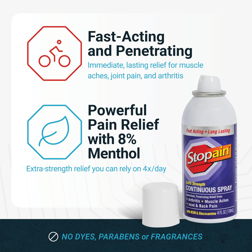 Stopain menthol application on skin providing cooling sensation during activity.