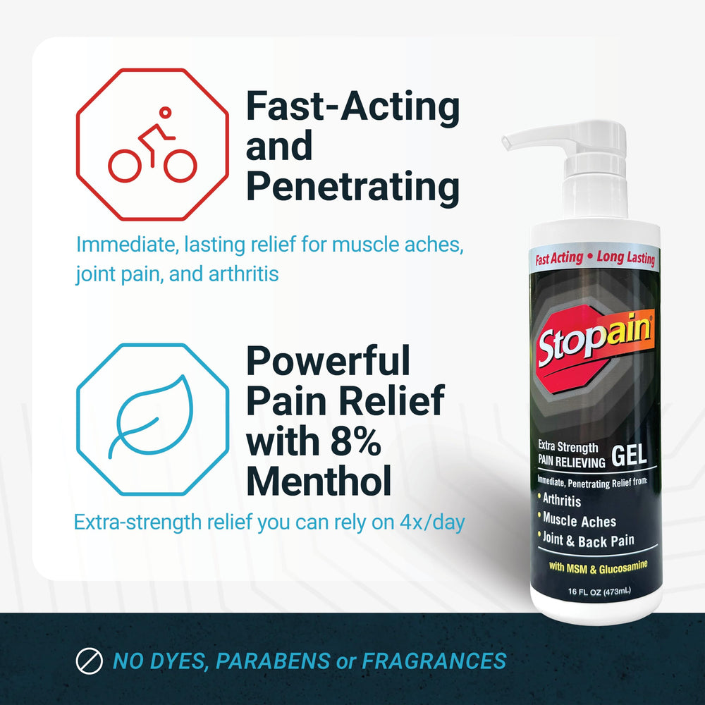 Stopain menthol glide on skin provides a cooling, soothing sensation.