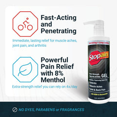 Stopain menthol glide on skin provides a cooling, soothing sensation.