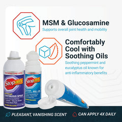 Stopain MSM and glucosamine ingredients support joint mobility and flexibility.