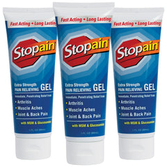 Stopain Pain Relief Gel 3oz bottle targets joints with fast-acting cooling.