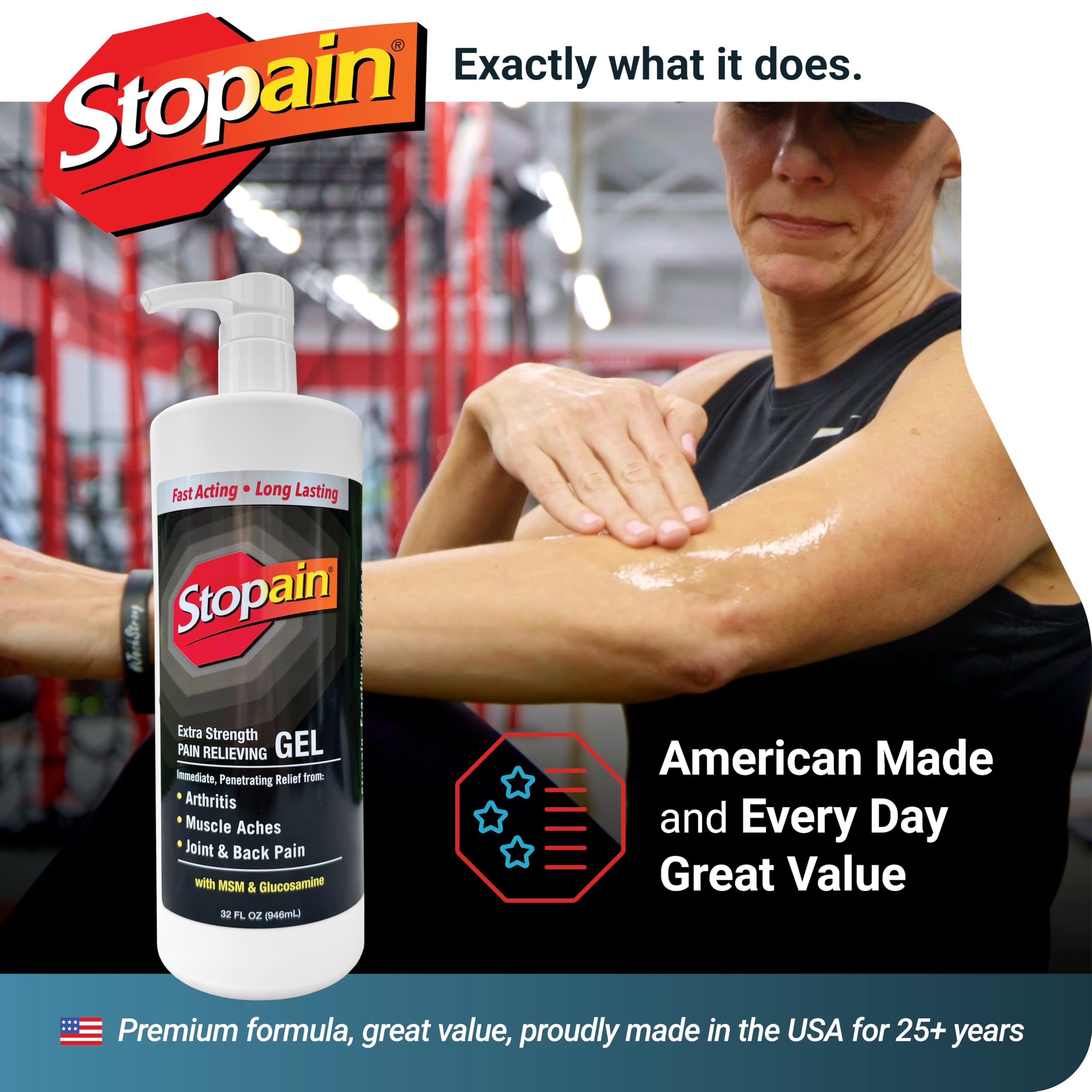 Stopain Pain Relief Gel application on knee shows versatile use for everyday aches