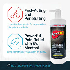 Stopain Pain Relief Gel menthol glow on skin suggests immediate cooling joint comfort
