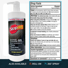 Stopain Pain Relief Gel texture close-up emphasizes non-greasy, fast-absorbing formula