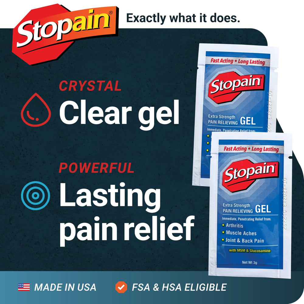 Stopain pharmacist-recommended pack signals professional support.