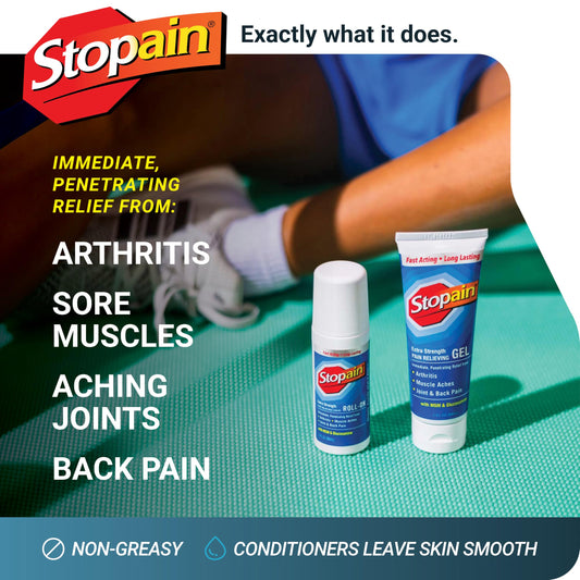 Stopain roll-on offers on the go relief with easy grip and precise application.