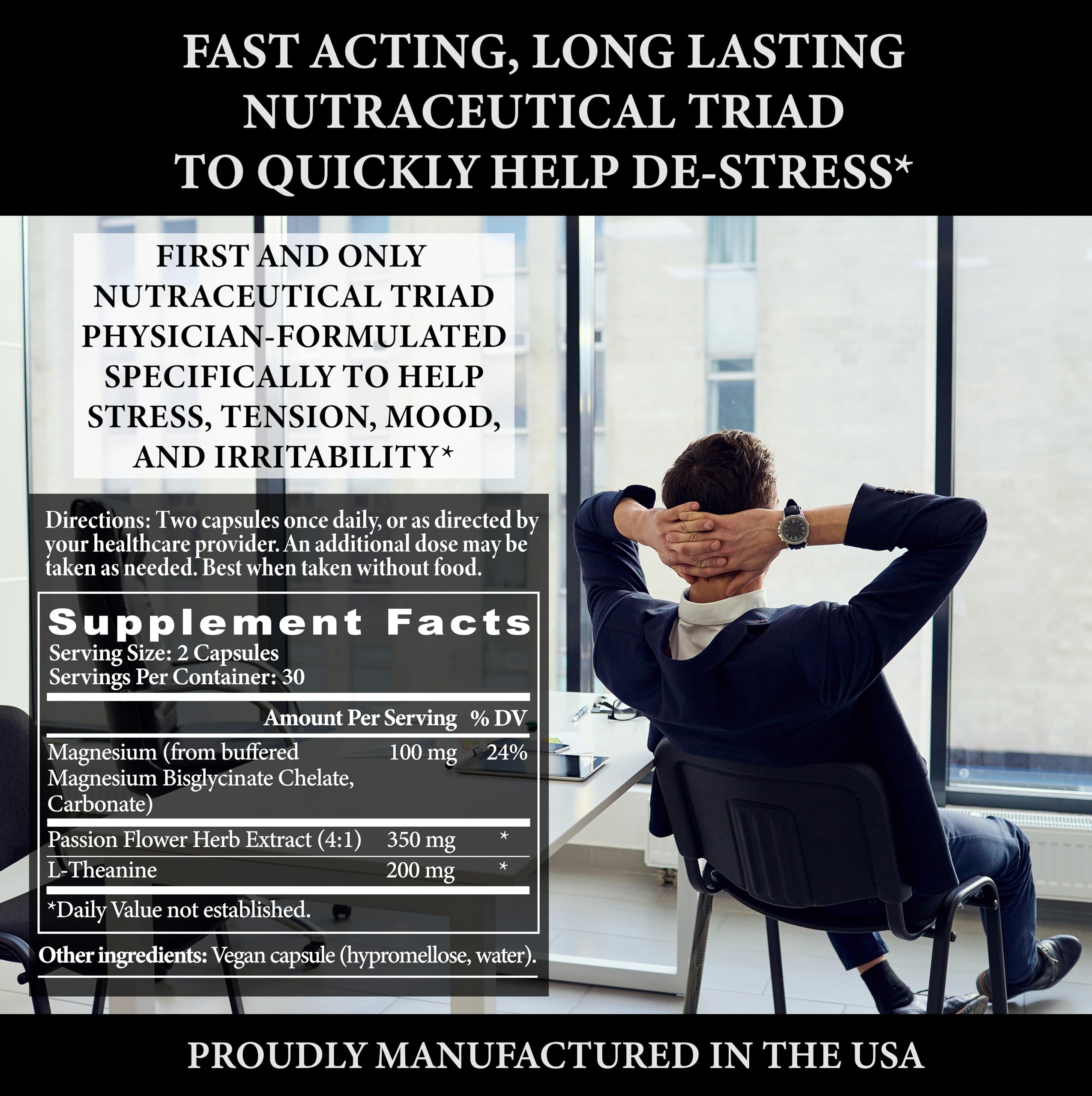 Straight Edge Labs Stress Edge bottle in hands signals daily calm assistance.