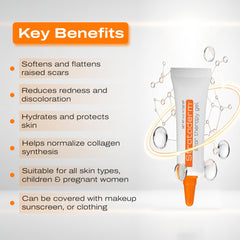 Strataderm transparent gel texture for discreet scar treatment.