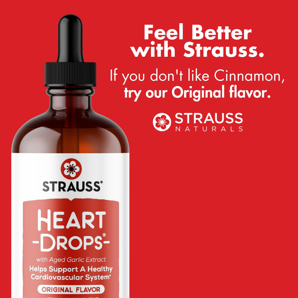 Strauss HeartDrops garlic liquid close-up for natural support
