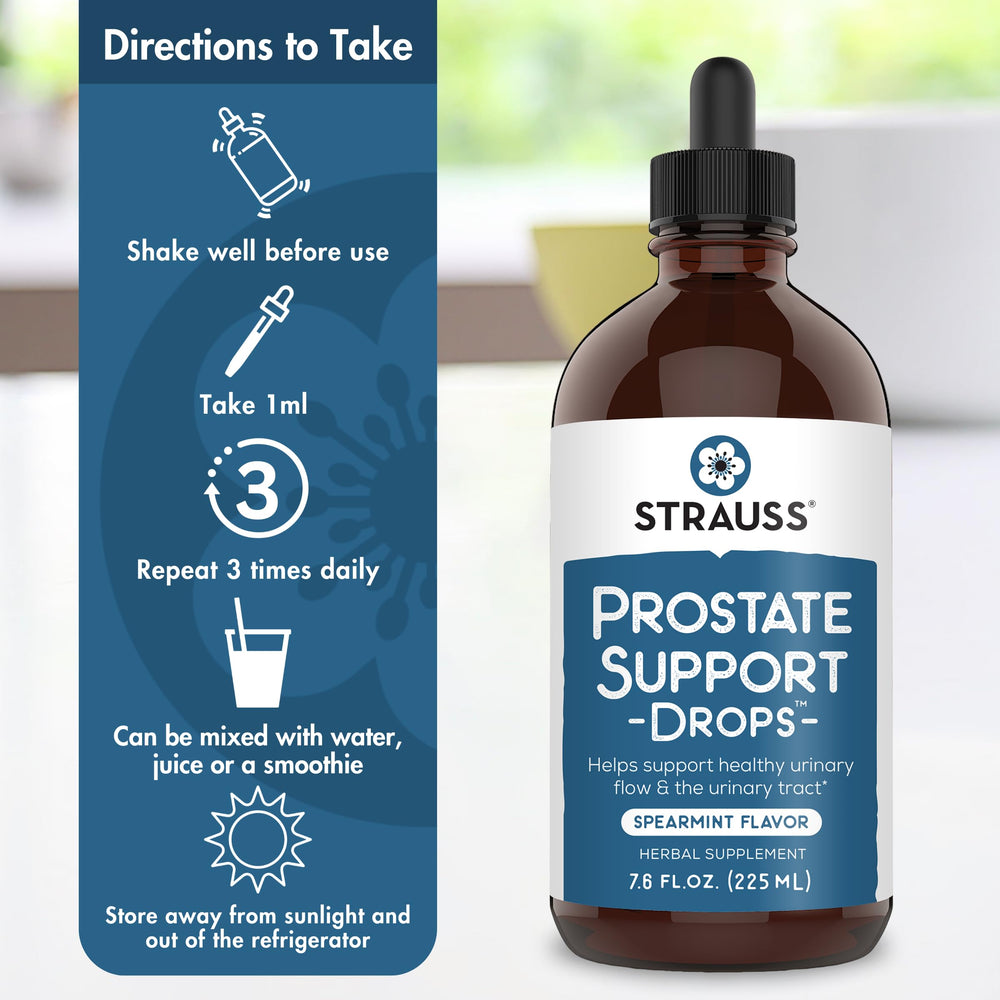 Strauss Naturals Drops in a glass for easy daily use
