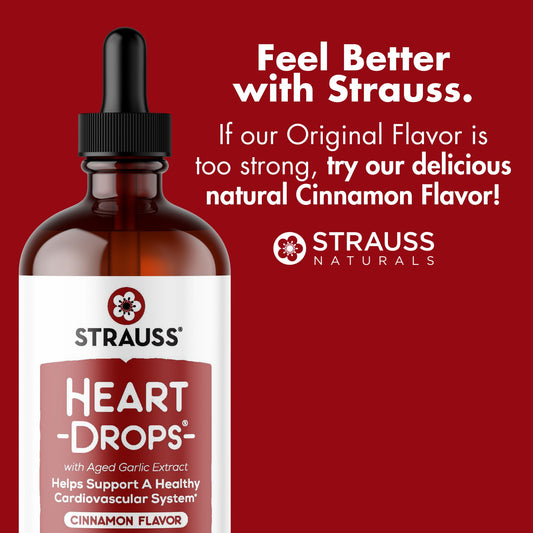 Strauss Naturals Heart Drops garlic pour shot highlighting natural herbal formulation