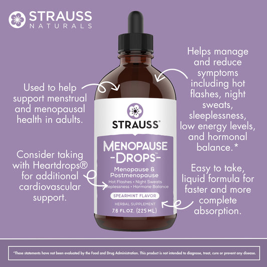 Pouring Strauss Naturals Menopause Drops for precise daily dosing