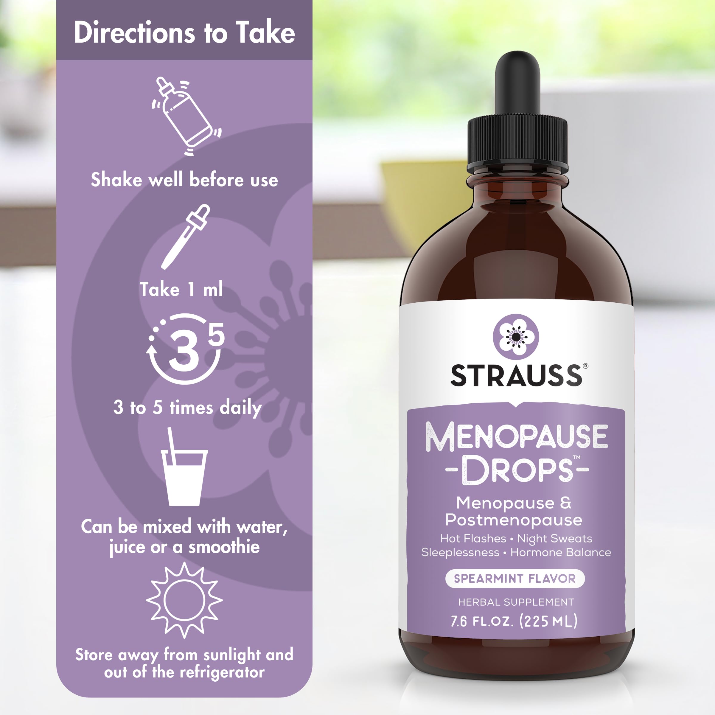 Spearmint-flavored Menopause Drops offering a refreshing flavor boost