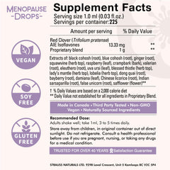 USA-made Strauss Naturals Menopause Drops label on bottle