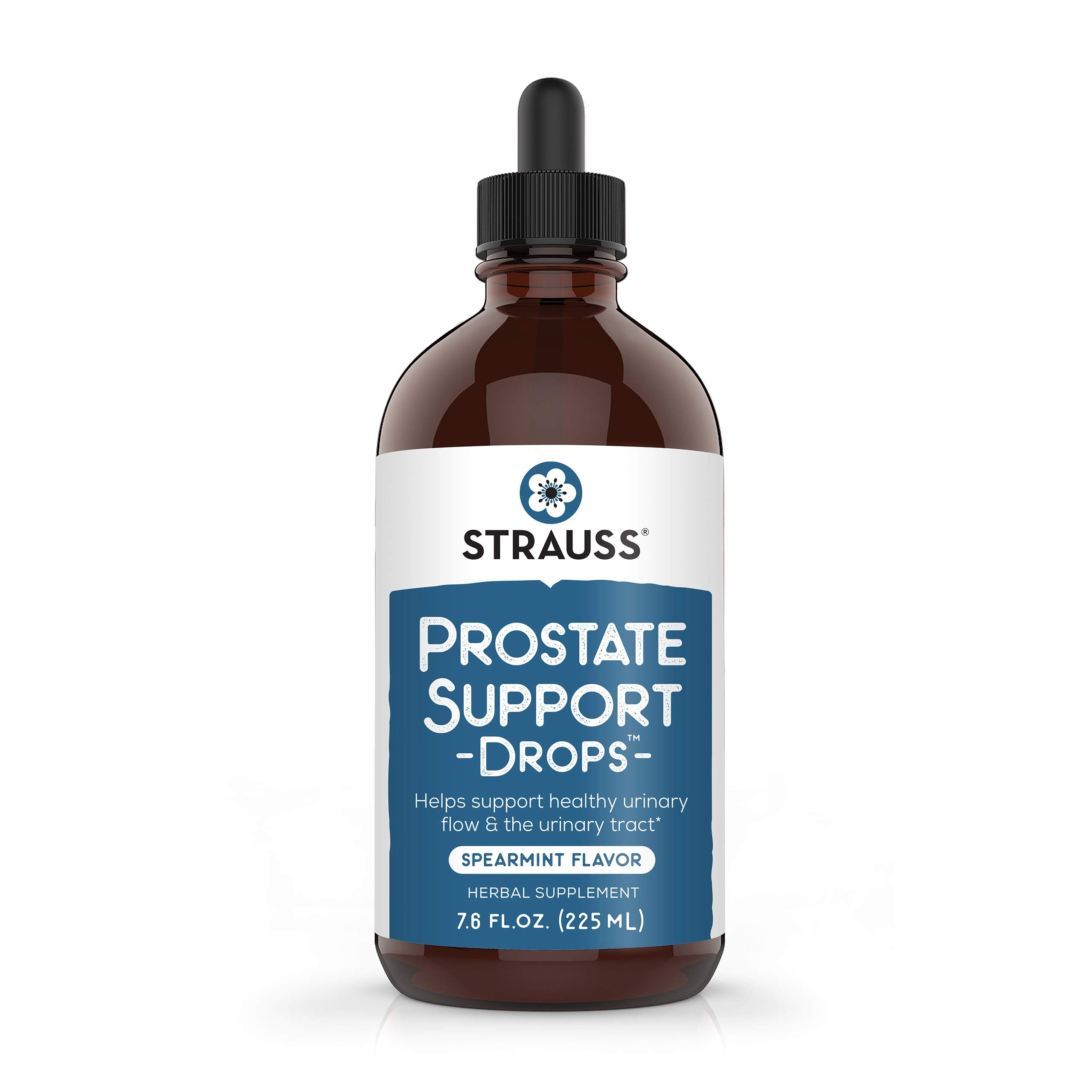Strauss Naturals Prostate Support bottle showing herbal formula for urinary comfort