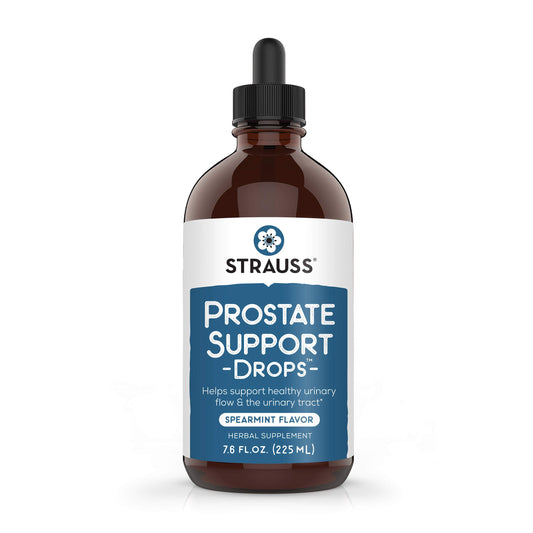 Strauss Naturals Prostate Support bottle showing herbal formula for urinary comfort