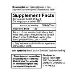 Strauss Naturals Saw Palmetto Fruit ingredient detail in the blend