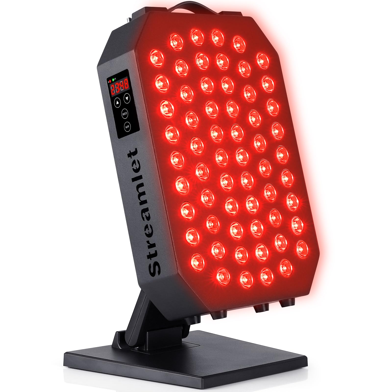 Streamlet red light panel face close-up for at-home facial care and skin vitality.