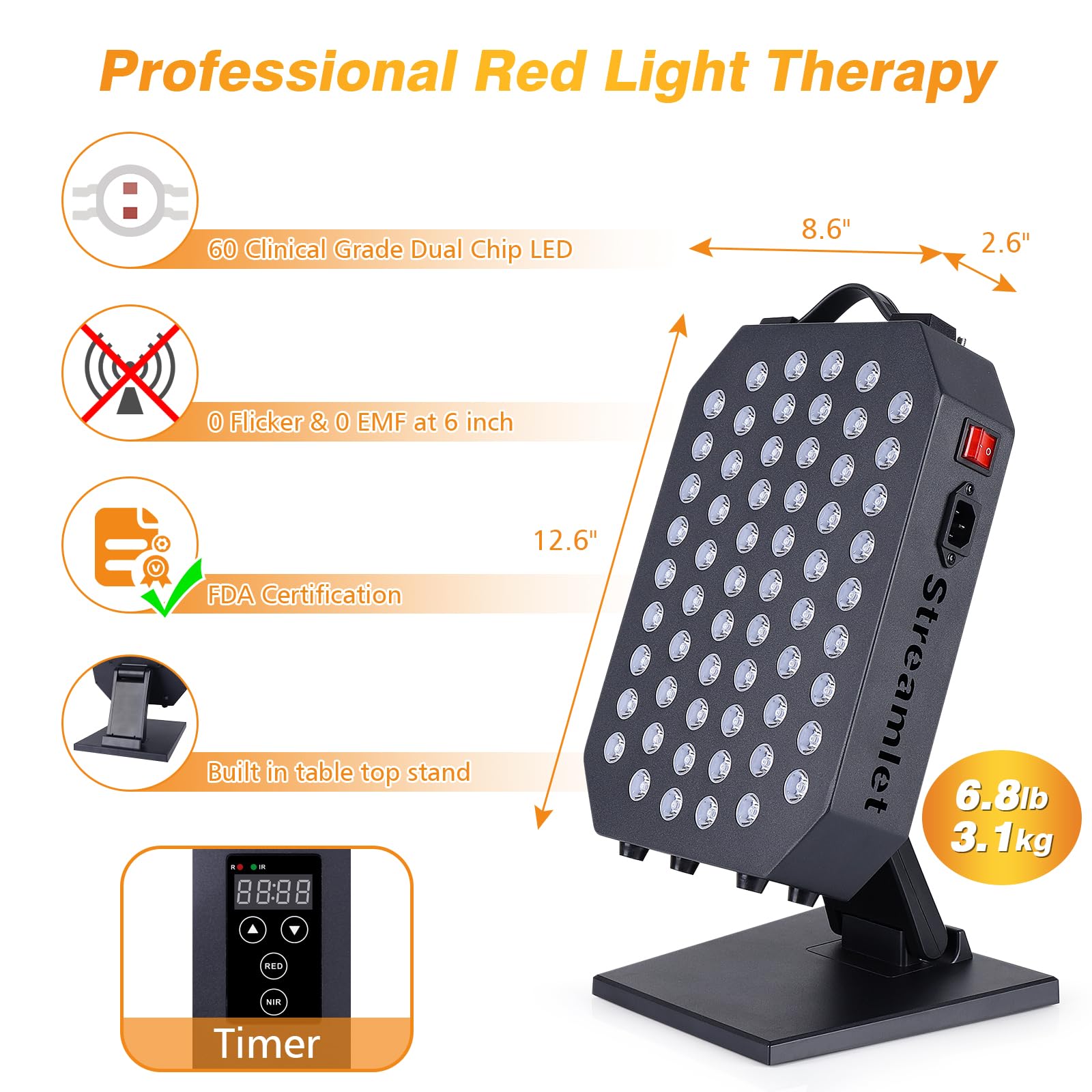 Streamlet red light panel hanging kit mounted on door for convenient setup.