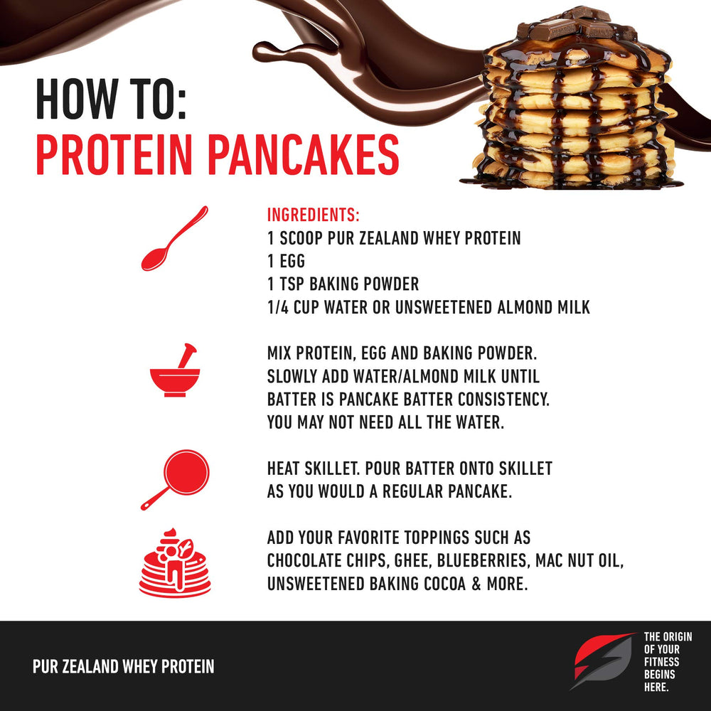 Strength Genesis Pur Zealander whey chocolate powder being poured