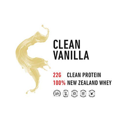 Strength Genesis Pur Zealander whey with spoon and glass of milk for a quick snack