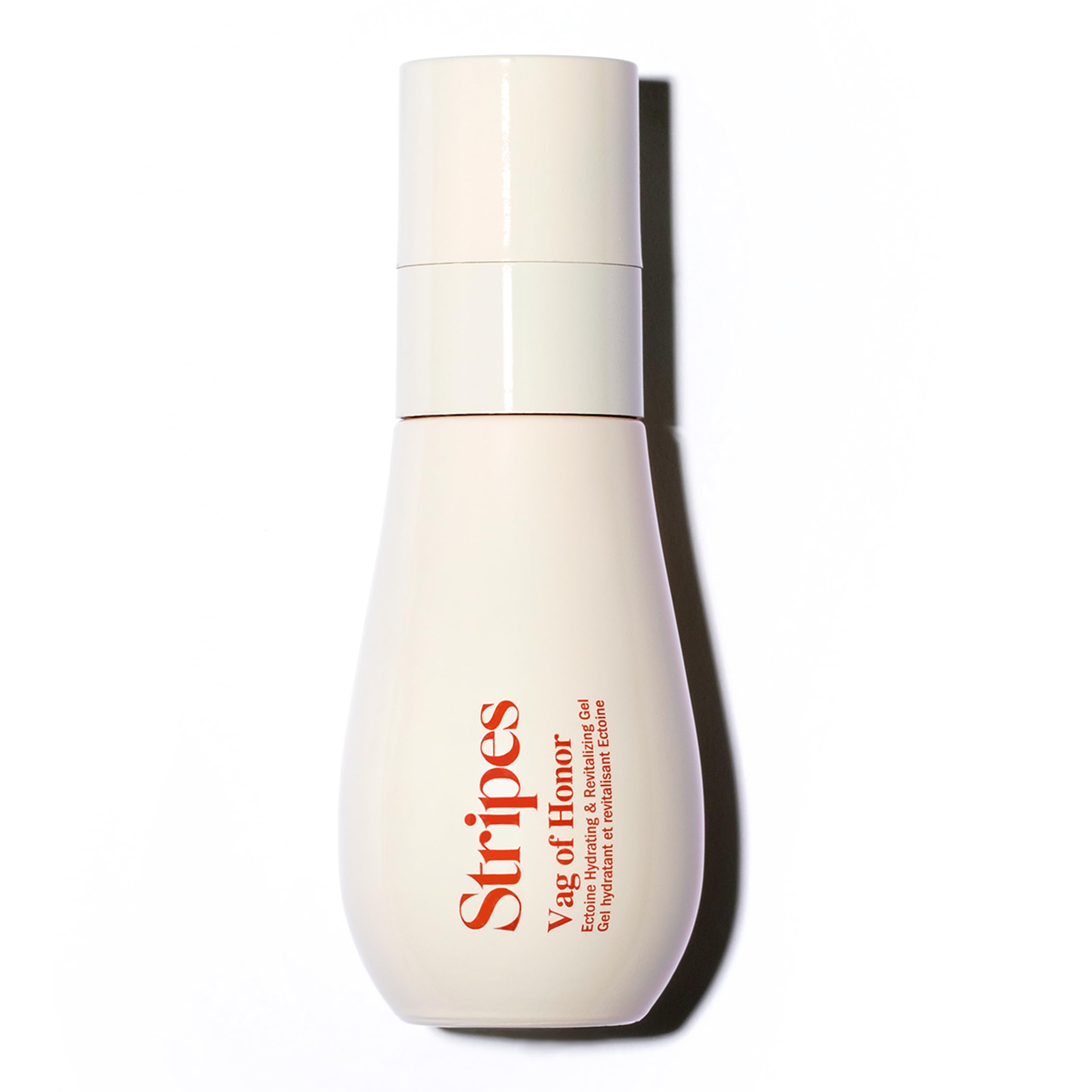 STRIPES Vag Honor Hydrating Gel bottle demonstrates long-lasting moisture for sensitive skin.