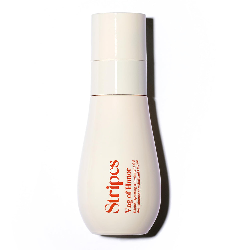 STRIPES Vag Honor Hydrating Gel bottle demonstrates long-lasting moisture for sensitive skin.