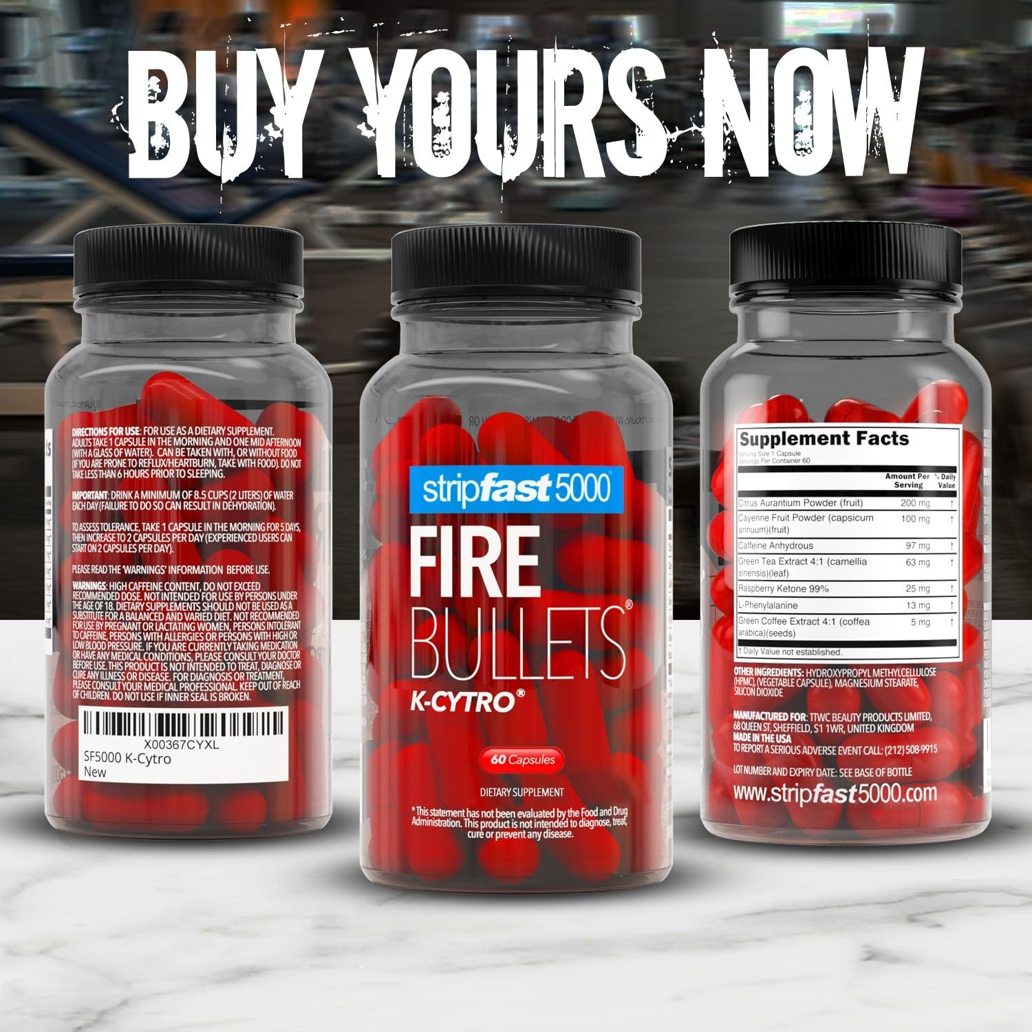 Box packaging of Fire Bullets highlighting key features