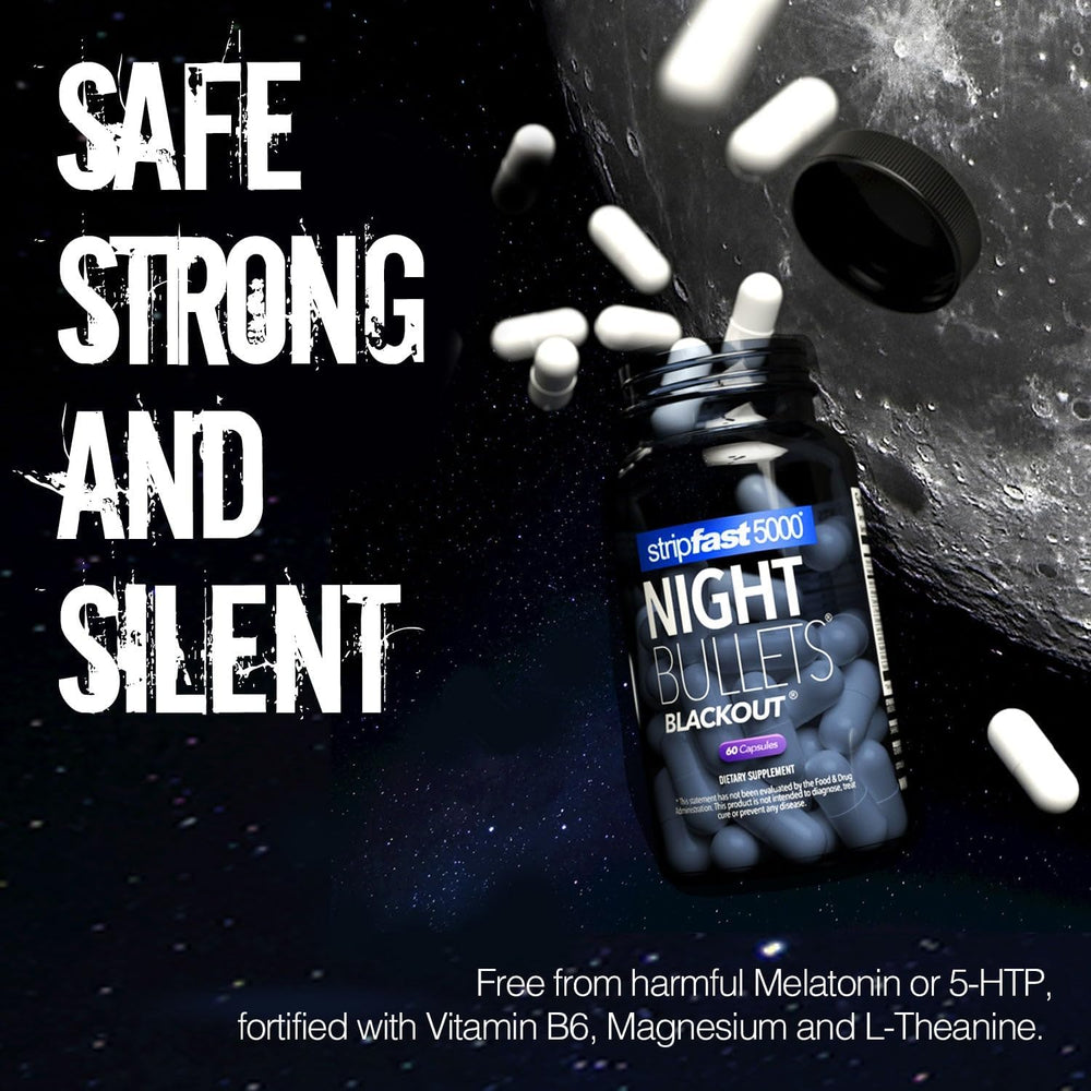 Stripfast5000 Night Bullets label detail showing vegan and halal-safe claims.