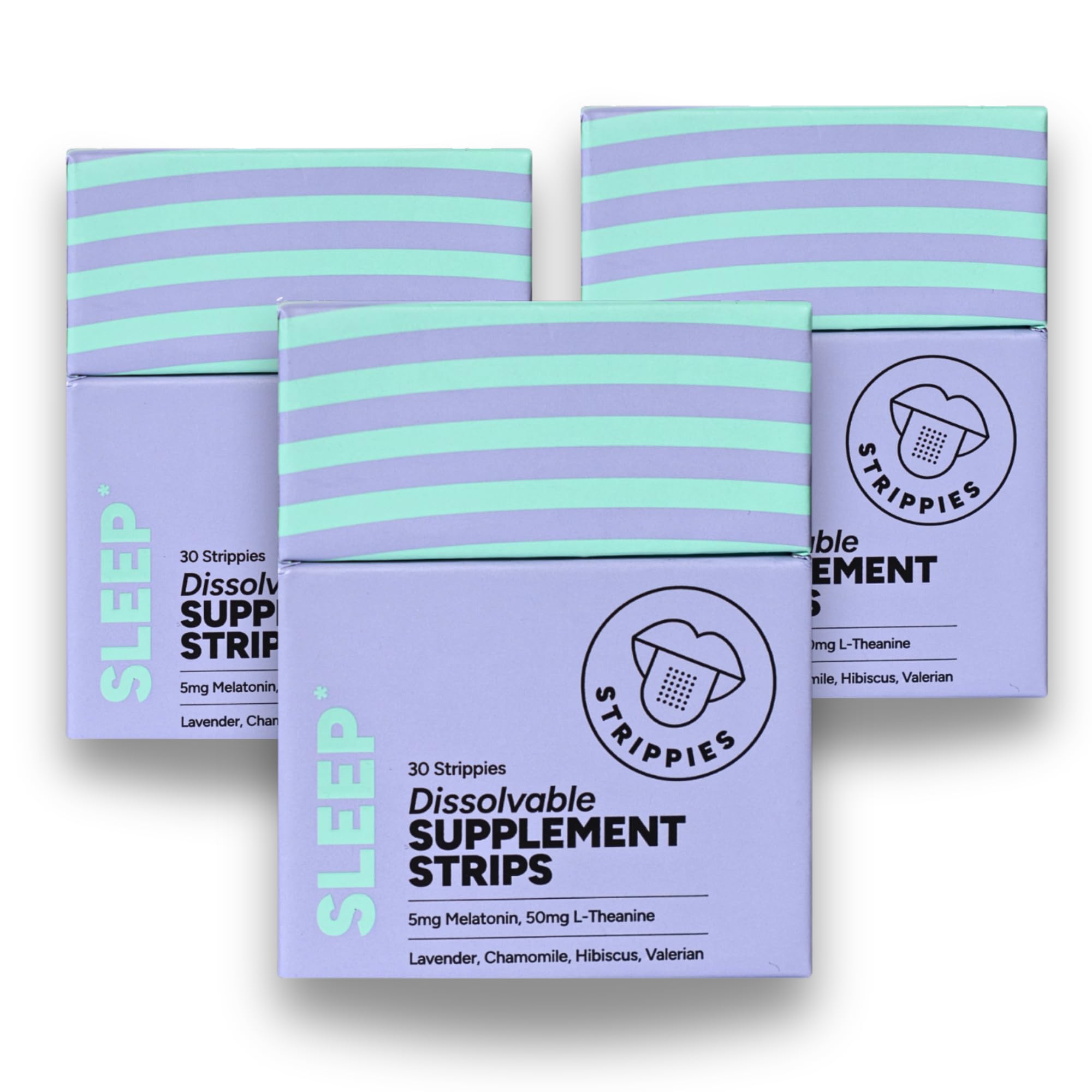 STRIPPIES packaging with 90 strip bottle for convenient bedtime use