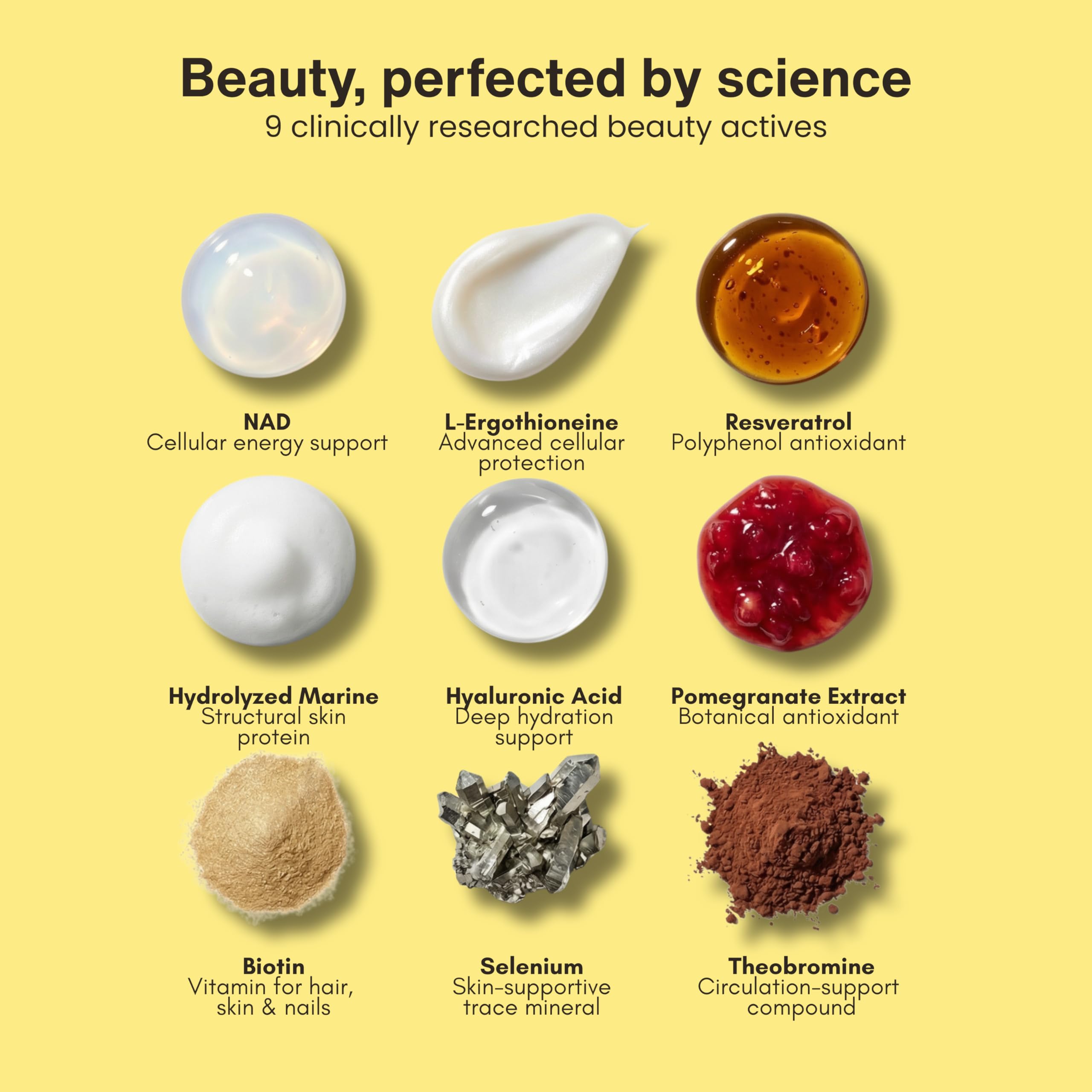 Stripsii ingredient logos emphasize clinically-backed nutrients for skin and hair.