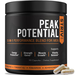 STRIVLABS Peak Potential bottle front for daily energy and focus support